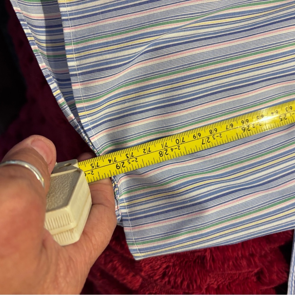 Polo Ralph Lauren Blue Pink Striped Cotton Button-Down 15.5 32/33 - Picture 7 of 9